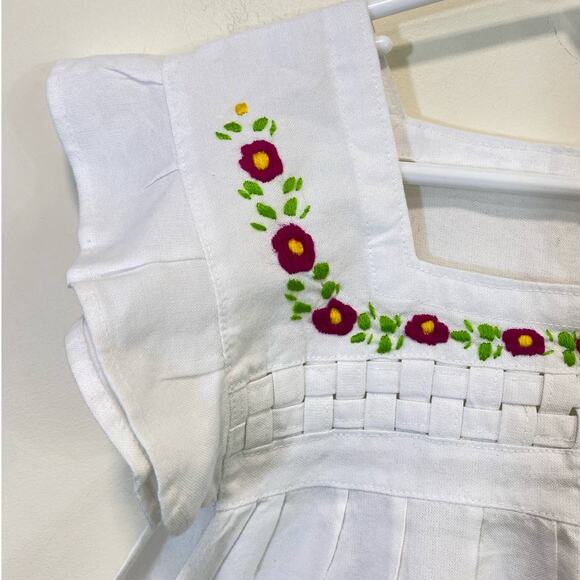 White Embroidered Mexican Style Cotton summer Dress 4t - Picture 4 of 7
